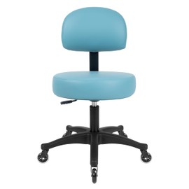 TAKE UR SEAT® Economical Multi-Purpose Medical Spa Chair Stool with Adjustable seat and Back Height. Advanced Fabric seat Cover is Easy to Clean. Blade Wheels (Table Height Blue)