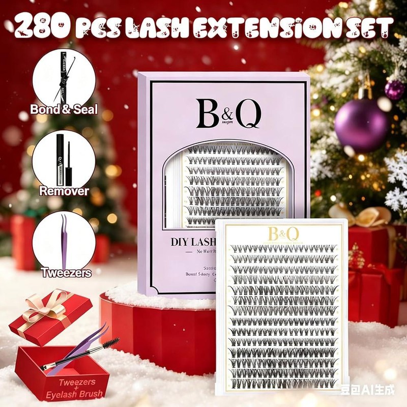 B&Q 래쉬 클러스터 키트 280PCS 속눈썹 키트, 30D 40D D