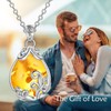 POPLYKE Sterling Silver Amber Filigree Teardrop Pendant Necklace Gemstone Crystal