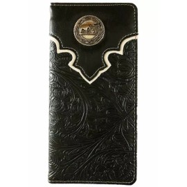 #1 Royal West Cross Praying Cowboy Mens Wallet Western Bifold Check Book Style W089-27 Black