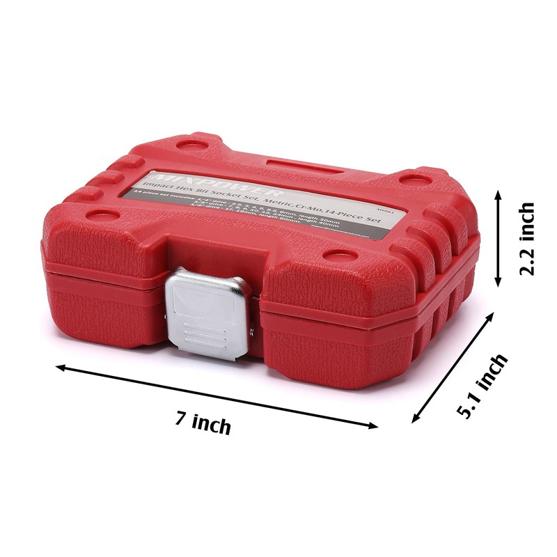 MIXPOWER 14-Piece Dr. Bit Socket Set, 2.5mm to 19mm, 1/4",