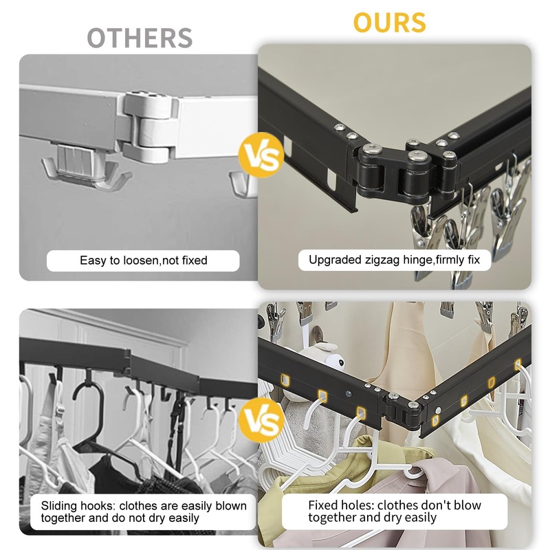 BESy Foldable Clothes Drying Rack Retractable for Hanging Clothes Collapsible