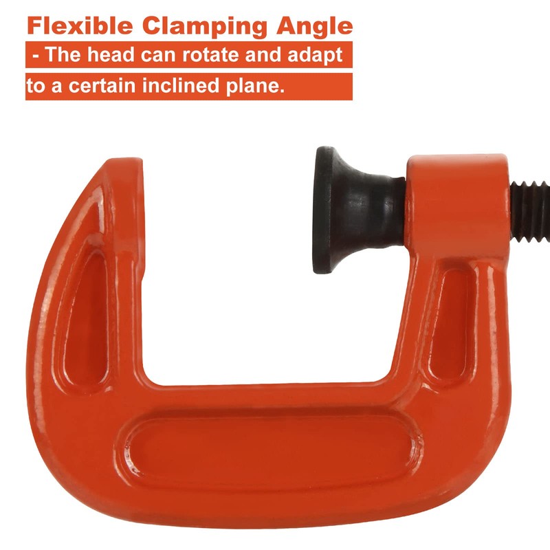 Abuff 1 Inch C-Clamp Set, 12-Pack Iron C Clamp Heavy