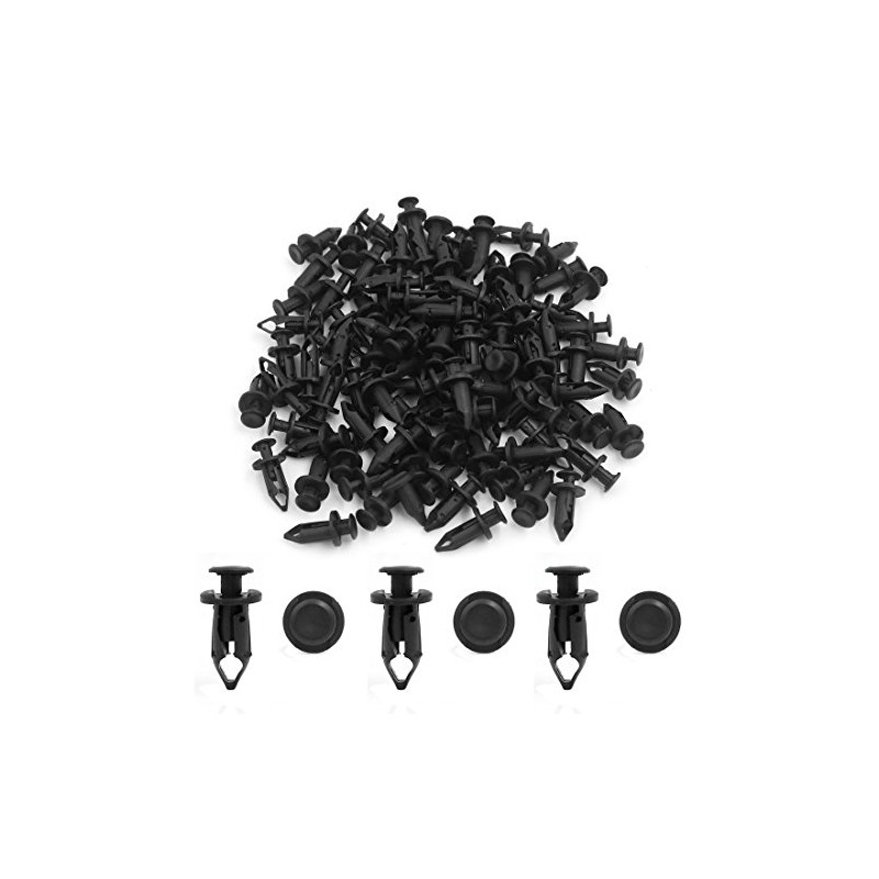 sourcing map 100stk Schwarz Kunststoff Niet Stoß Pin Typ Trim