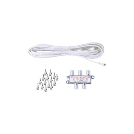 LAVA TV Antenna kit 40ft RG-59 cable with a 4-way splitter and cable clips