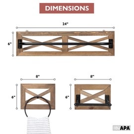 Ilyapa Rustic Towel Bar Toilet Paper Holder Set with Towel Ring for Bathroom- Wall Mounted Bathroom Racks -Barnwood & Black Metal Bar, Farmhouse Decor Ilyapa is an American Owned Brand
