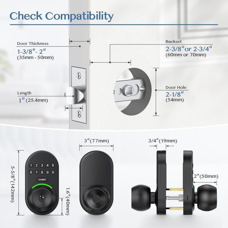 Keypad Smart Door Knob Lock, Yamiry Keyless Entry Digital Lock