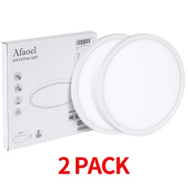 Afaoel 12 "LED Ceiling Light 24W Color Temperature 5000K, Flat Circular Ceiling Light for Bedroom, Kitchen, utilities, Laundry, Closets, Hallways, Easy Installation(White -5000K, 12 Inch-2Pack)