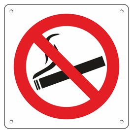 pubblimania Smoking Prohibited | Outdoor Aluminium Sign 3 mm Thick (No Smoking) 14.5 x 14.5 cm