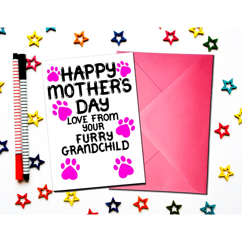 Mother's Day Card From Furry Grandchild, Dog, Cat, Mothers Day