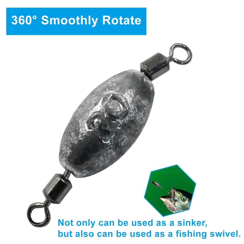 Uenhoy 10 Pcs Fishing Weights Inline Trolling Fishing Sinker Tackle