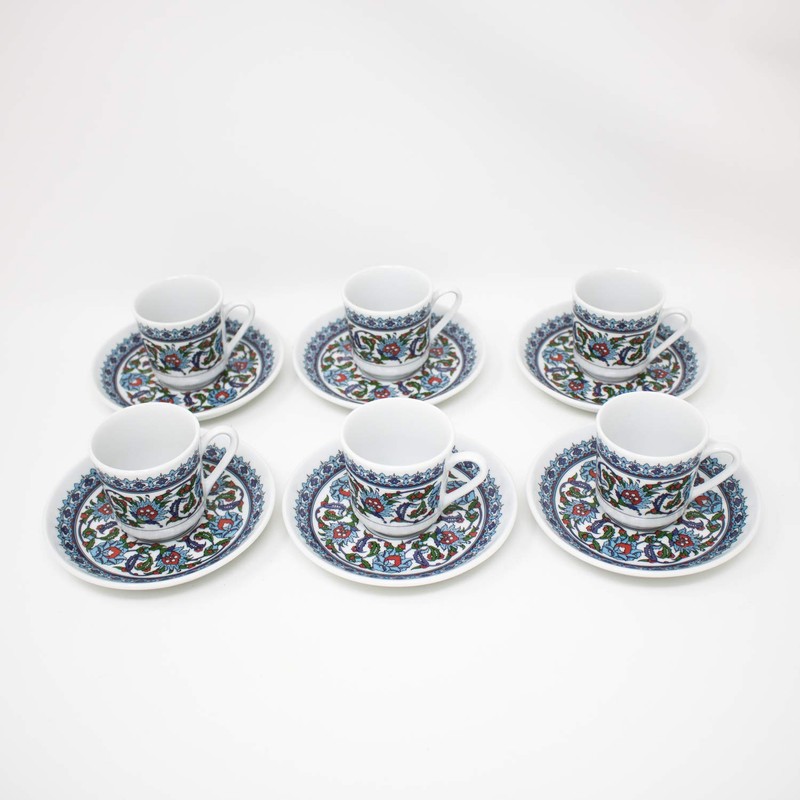 Turkish Coffee Cup and Saucer (6 Sets) 12 Pieces