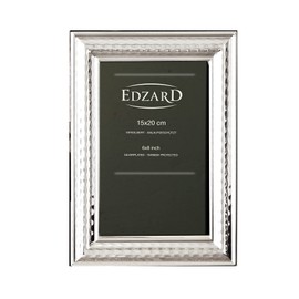 EDZARD Urbino Picture Frame for Photo 15 x 20 cm Elegant Silver-Plated Tarnish-Resistant with Velvet Backing Includes 2 Hangers Photo Frame for Standing and Hanging