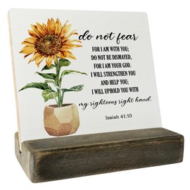 Christian Quote Wood Plaque, Isaiah 41:10- Do Not Fear For I Am With You, Plaque with Wooden Stand, Meaningful Wood Sign Plaque Gift, Bible Verse Gift Wood Sign, Christian Family Religious Home Décor