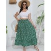 BERYDRESS Women's Spring Green Floral Maxi Skirts Elastic Waist Flared