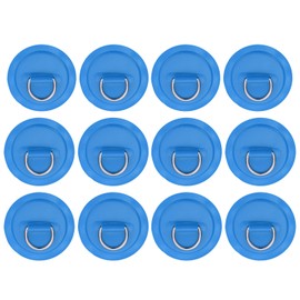 PATIKIL 3.1" Paddle Board D Rings, 12 Pcs Stainless Steel D-Ring PVC Patch Pad No Glue Include for Raft Kayak Inflatable Boat Surfboard, Blue