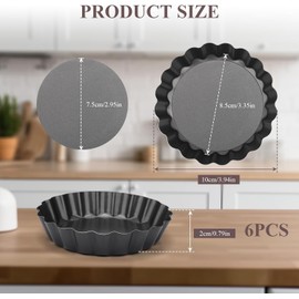 6 Stück Tartelette Förmchen 10cm mit Hebeboden Mini Quicheform Set aus Kohlenstoffstahl Antihaft & Leicht zu Reinigen Tarteform Torteletts Backformen für Kuchen Tartes Törtchen Muffins & mehr