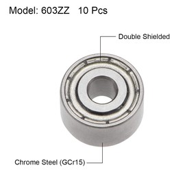 sourcing map 603ZZ Deep Groove Ball Bearings 3mm Inner Dia 9mm OD 5mm Bore Double Shielded Chrome Steel Z2 10pcs