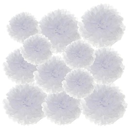 PATIKIL 4"/6"/8" Tissue Pom Poms Flowers, 12 Pack Paper Flower Ball for Wedding Bridal Shower Birthday Bachelorette Party Backdrop Decoration, White