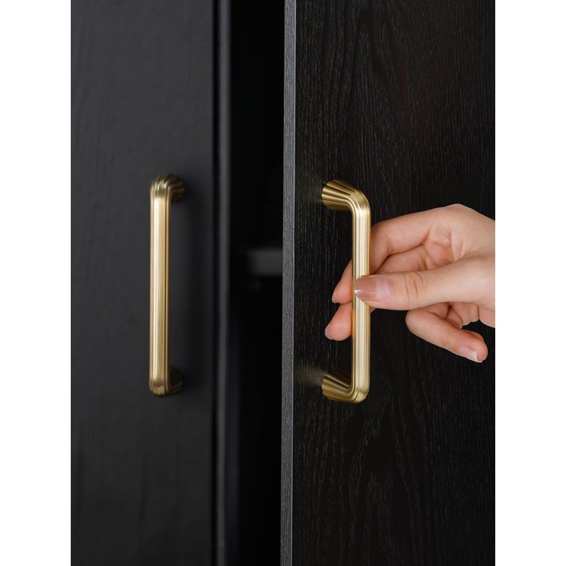 JIASENBAO 5 Pack Gold Cabinet Pulls 3.75" Hole Center Brushed