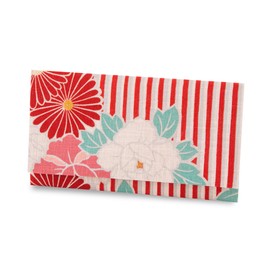 Noren Retro Flower Paper Holder (Red) Japanese Cloth Scissors Woven Bag Tea Ceremony Tools for Practice Tea Ceremony Hatsukan