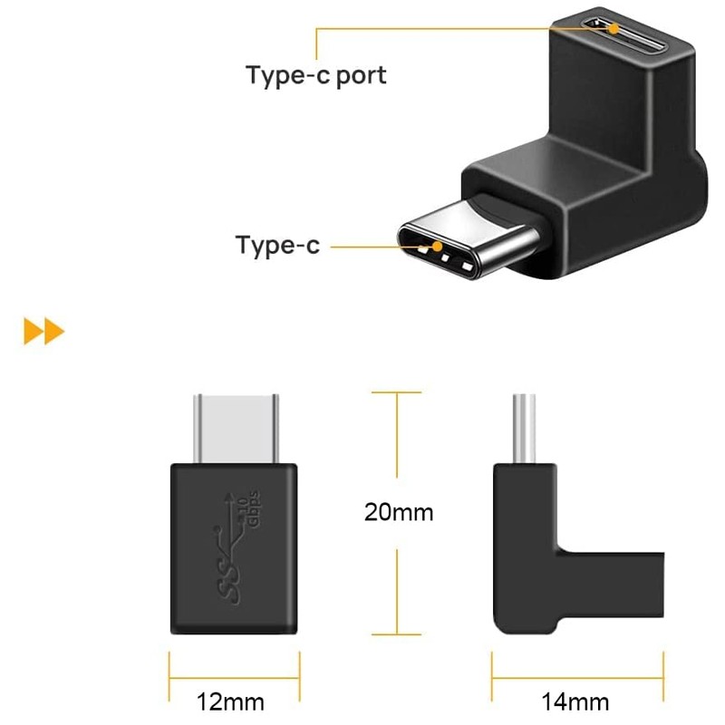 Seminer USB C 90 Degree Adapter (2 Pack), USB C