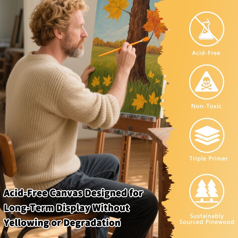 2-Pack 24x36 Stretched Canvas 13.4oz Warp-Resistant for Oil & Acrylic