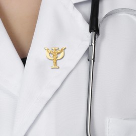 Psychology Psi Caduceus Brooch,Medical Rod of Asclepius Pin for Psychologist Doctor Nurse Backpack Lapel Badge