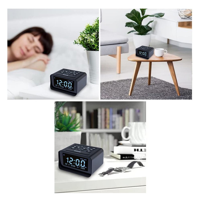 Lancoon Digital Bedroom Alarm Clock Radio Dual USB Charge Ports