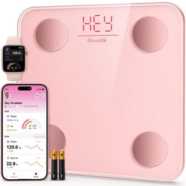 Ovutek Pink Smart Scale for Body Weight, Digital Bathroom Scale BMI Weighing Body Fat Scale, Accurate Body Composition Scale Monitor for People's Health with Smartphone App, Compact Size, 400lb:_Pink