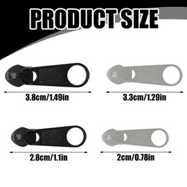 XPEX Pack of 6 Zip Slider Replacement, Zip Repair Kit, Removable Zip Zip Pull Fixer Zip for Clothes, Bag, Luggage, Bed Train (Black/Silver), b