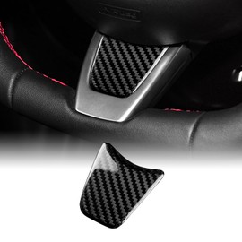 KUNGKIC Hard Carbon Fibre Car Steering Wheel Chin Interior Cover Steering Wheel Panel Decorative Sticker Compatible with Fiat 500 Abarth 595/595C 2012 2013 2014 2015 Accessories, Gift (Black)