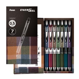 Pentel Ballpoint Pen Gel Ink EnerGel Knock Type Limited 0.5mm Silver Shaft BLN75-L7 7 Colors