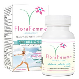 FLORAFEMME - pH Vaginal Probiotics Suppository - Supports pH Balance of Yeast & Bacteria for Feminine Freshness. Supports Restoration of Healthy Vaginal Flora & Eliminates Vaginal Odor