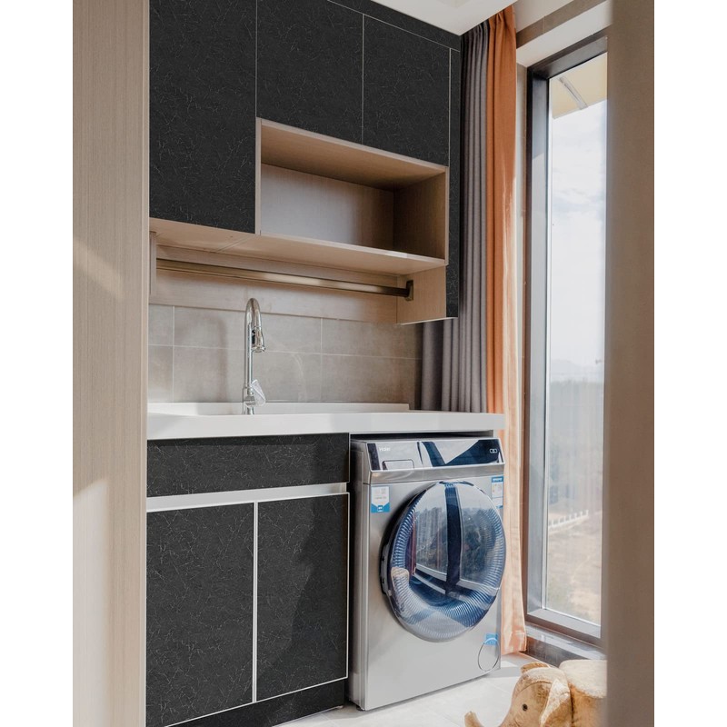 512"×15.7"Black Wallpaper Peel and Stick Wallpaper Black Silk Wallpaper for