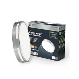 Commercial Electric Flexinstall LED 10 in. Brushed Nickel Cut Out Detail Flush Mount Recessed Light