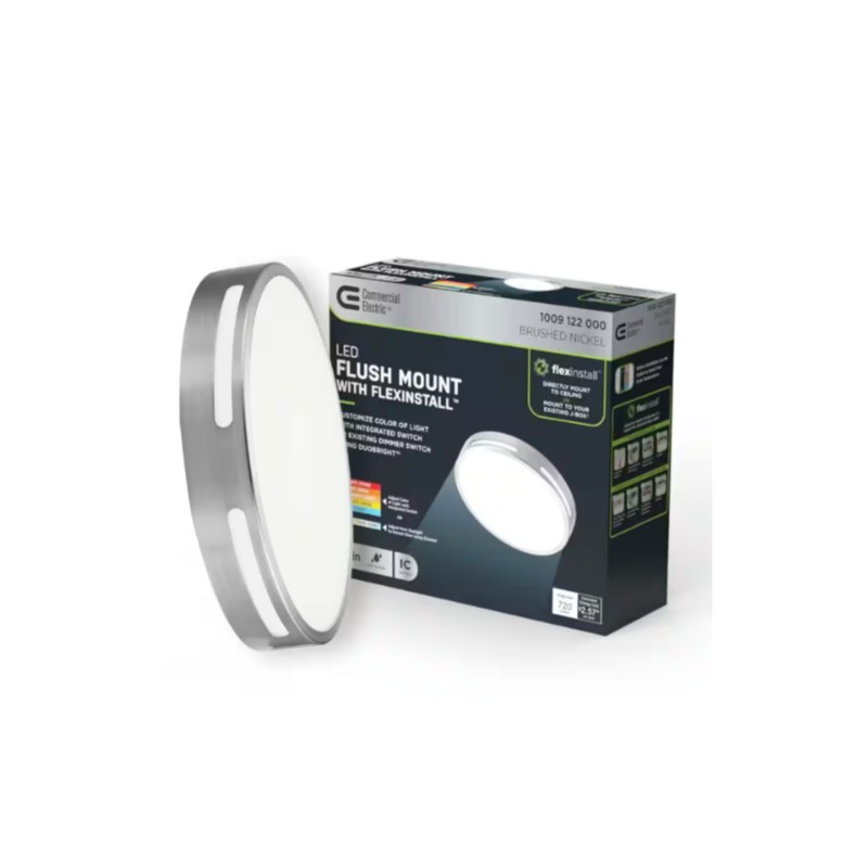 Commercial Electric Flexinstall LED 10 in. Brushed Nickel Cut Out