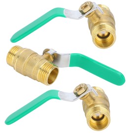 3Pcs Ball Valve Dual Male 1/2in Thread Switch Water Pipe Tube Thickened Brass Shut off Valve