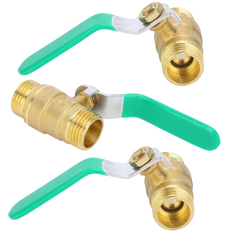 3Pcs Ball Valve Dual Male 1/2in Thread Switch Water Pipe