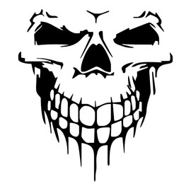 Luloop Designs - Skull Car Sticker Decals, Waterproof Self Adhesive Vinyl Car Exterior Accessories, Suitable for Car Hoods, Doors, Bumpers - 5.5 x 5 inches (Black)