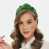 Poememgi Mardi Gras Green Jeweled Headband, Carnival Embellished Knotted Twist
