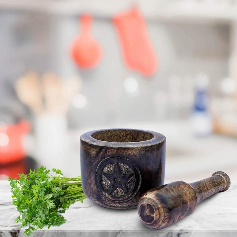 Kaizen Casa Wooden Mortar and Pestle Garlic Masher Hand Grinder