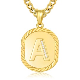 ADMETUS Initial Letter Pendant Necklace for Men Women 925 Sterling Silver Letter A Pendant Necklace Gold A Initial Necklace Jewellery Gifts for Men Women