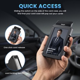 Mrain Minimalist Wallet for Men, Slim Aluminum Metal Money Clip Card Holder, RFID Blocking Pop Up Card Case, Mens Wallet with ID Window, Front Pocket Wallet, Gifts for Him (Black)