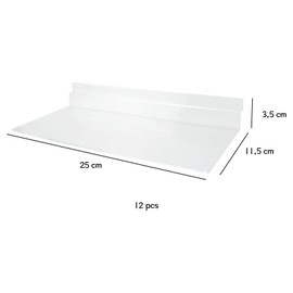 UgyDuky Clear Shelves for Slatwall 4x10In Slatwall Shelf Hanging Slat Wall Accessories Clear Plastic Floating Display Shelf for Retail Display Home Shoe Store Purse Figurine Boutiques Supplies (12PCS)