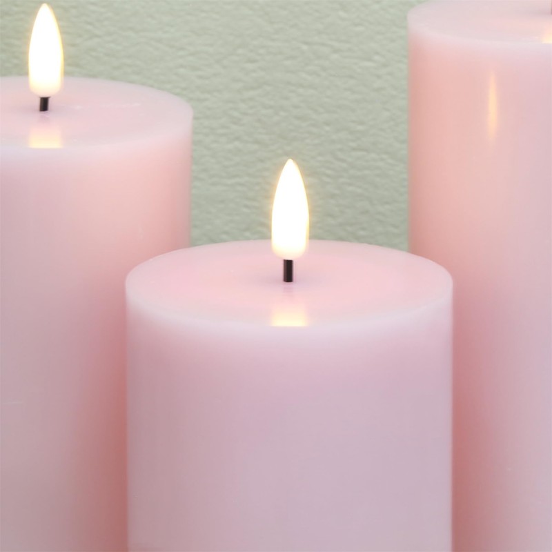 Girimax Pink Flameless Pillar Candles with Remote, LED Candles Battery