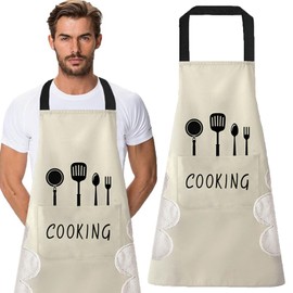 Kitchen Apron Adjustable Bib Apron with 1 Pockets Cooking and Baking Apron for Men and Women Cooking Apron for Kitchen, Baking, Restaurant, Coffee (Black)