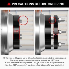 YIZBAP 2PCS 6x5.5 to 5x5 Wheel adapters, 2 inch 6x139.7mm to 5x127mm Wheel adapters 108mm Hub bore with 14x1.5 Thread Pitch