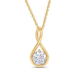 SAVEARTH DIAMONDS 18K Yellow Gold Plated Solitaire Pendant Necklace for Women | 7MM Moissanite Diamond Infinity Chain Necklaces | Dainty Necklace 16''+2'' Extender (1.15 Cttw)