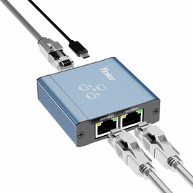 Gigabit Ethernet Splitter 1 to 2, Yinker 1000Mbps LAN Network Splitter 2 Port RJ45 Distributor with USB Power Cable, for Computer Laptop Router Set-up Box